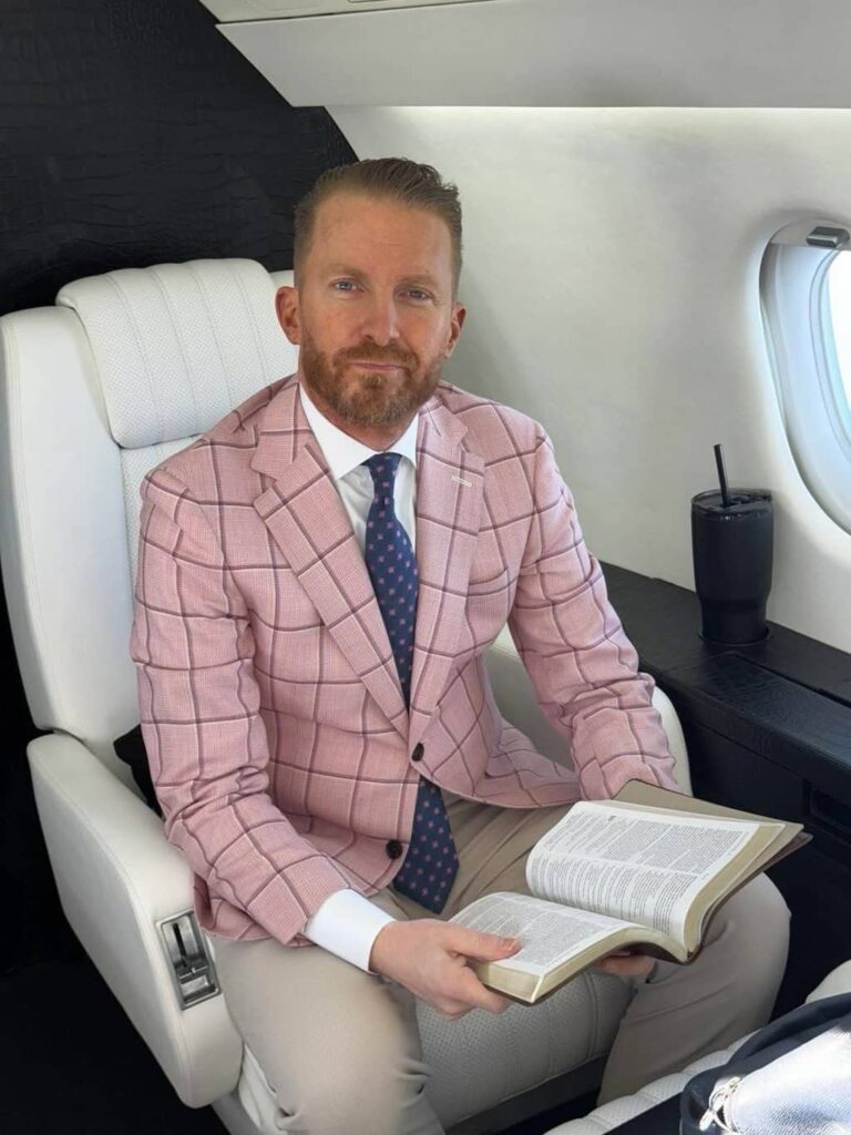 Jonathan Shuttlesworth sit on private jet