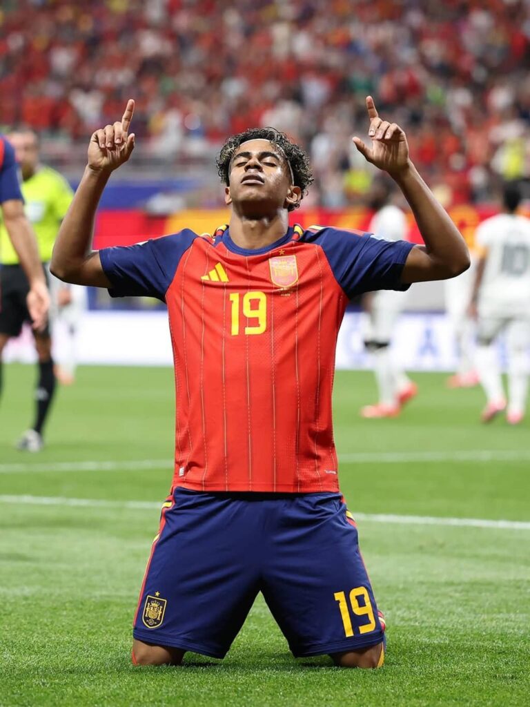 Lamine Yamal scores his first world cup goal during Fifa World Cup