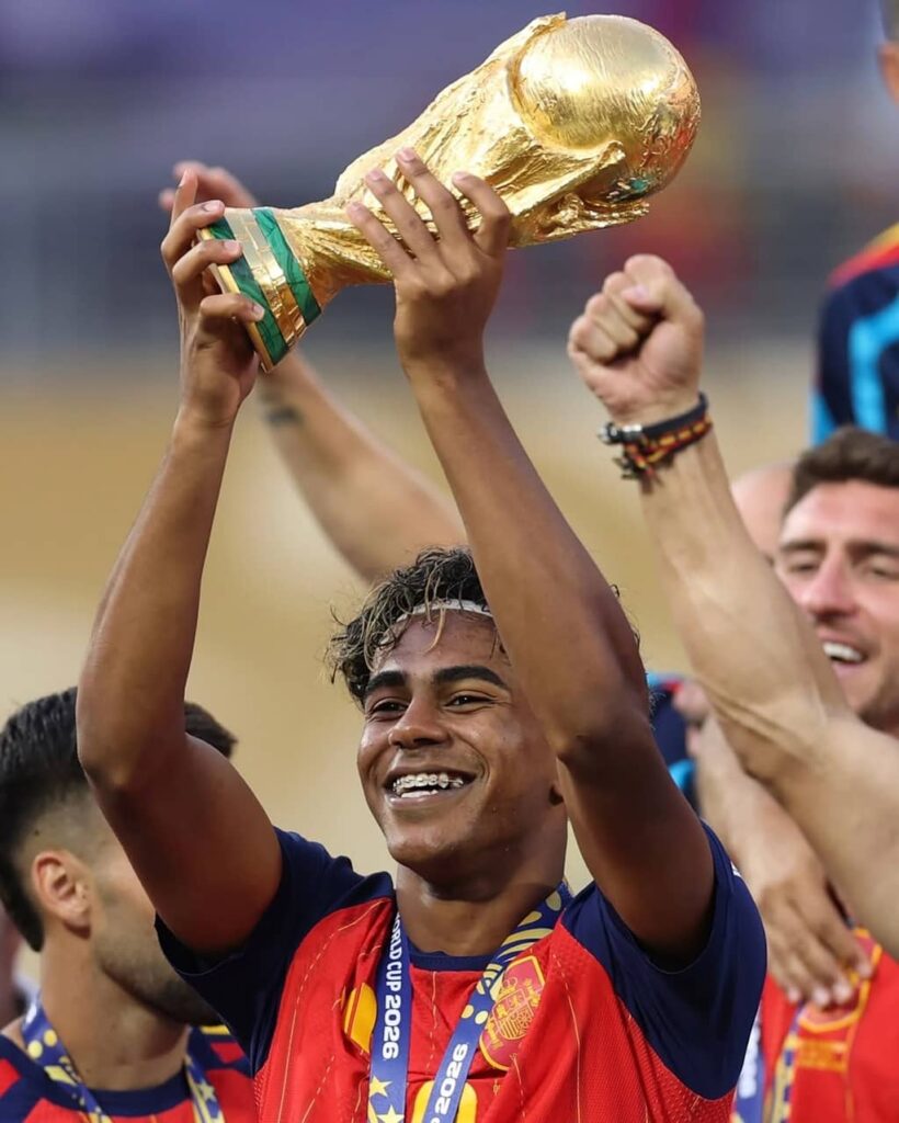 Lamine Yamal with Fifa World Cup Trophy 2026
