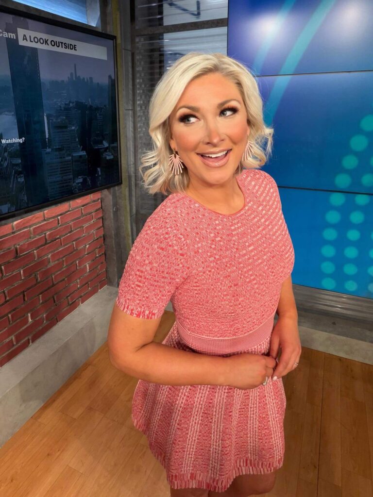 Marcy Jones in pink dress