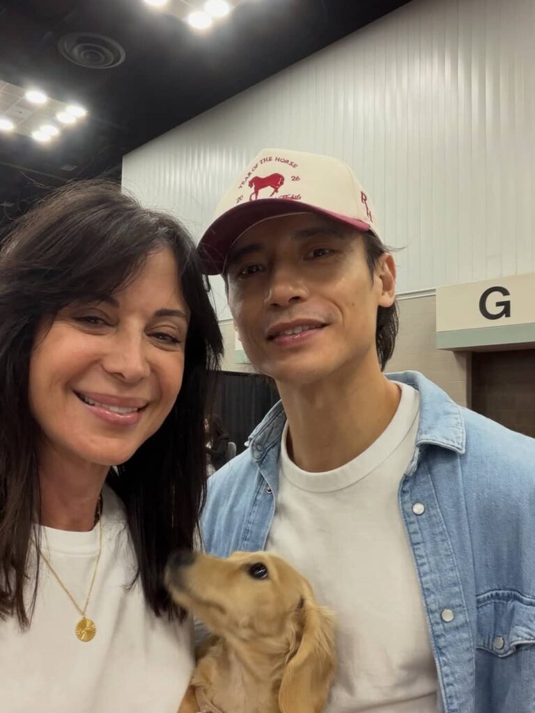 Catherine Bell with her pet