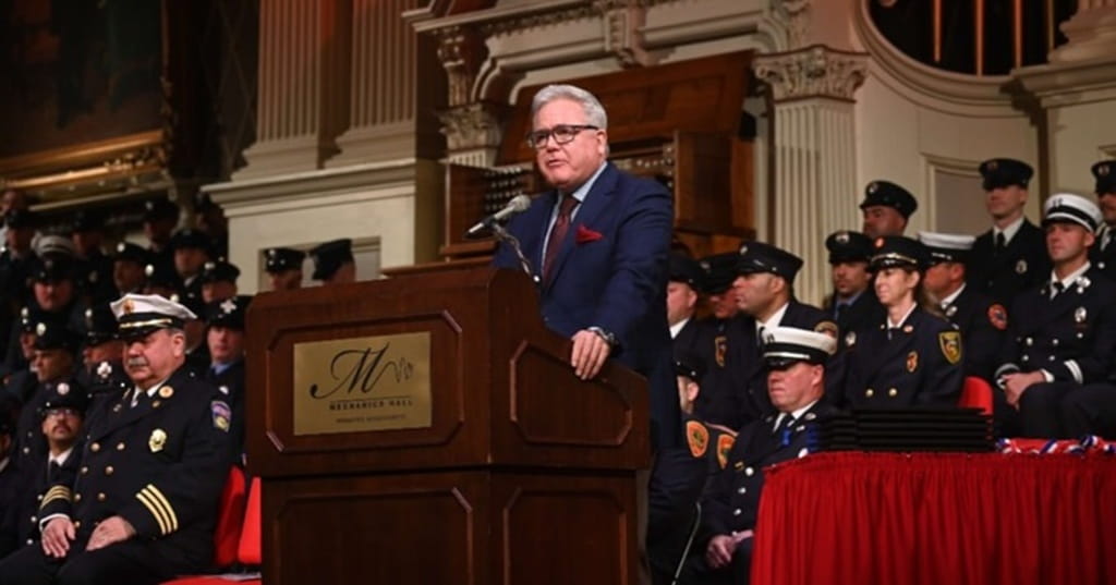 Doug Meehan during speech