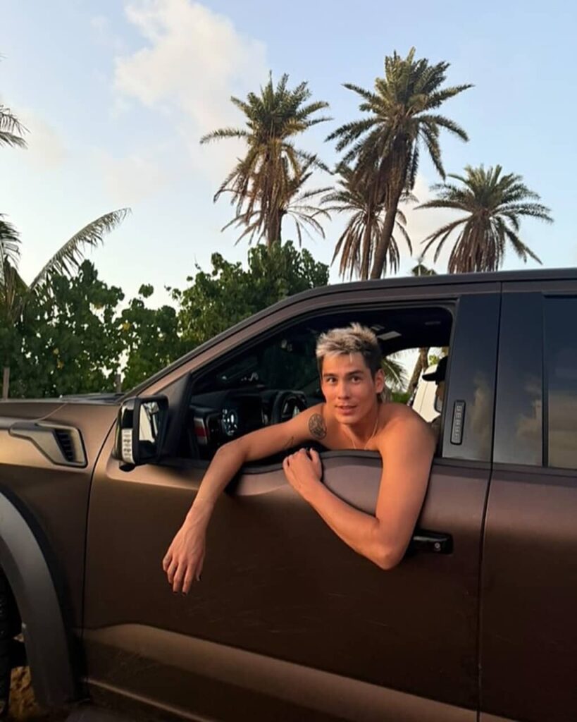 Evan Mock inside car