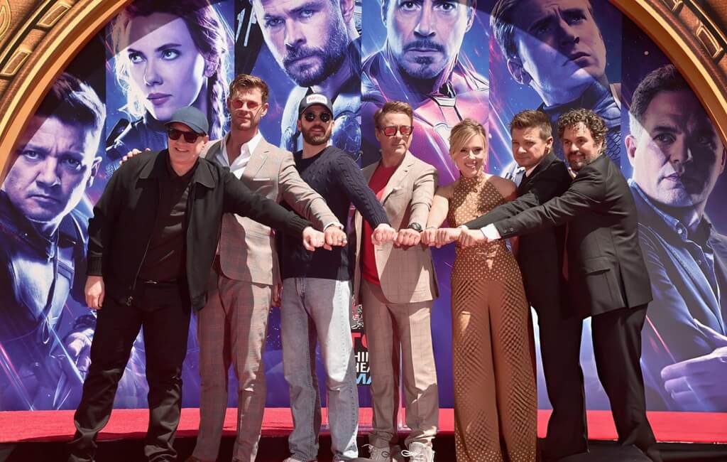 chris evans with avengers cast